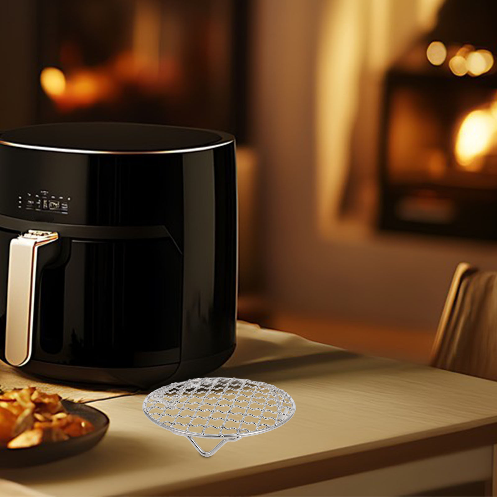 Cooling Rack Wire - ステンレス製クッキングラック丸型グリルネット、エアフライヤー、電気セラミックストーブ、オーブン、ベーキング、冷却用メッシュワイヤー、スチールワイヤー