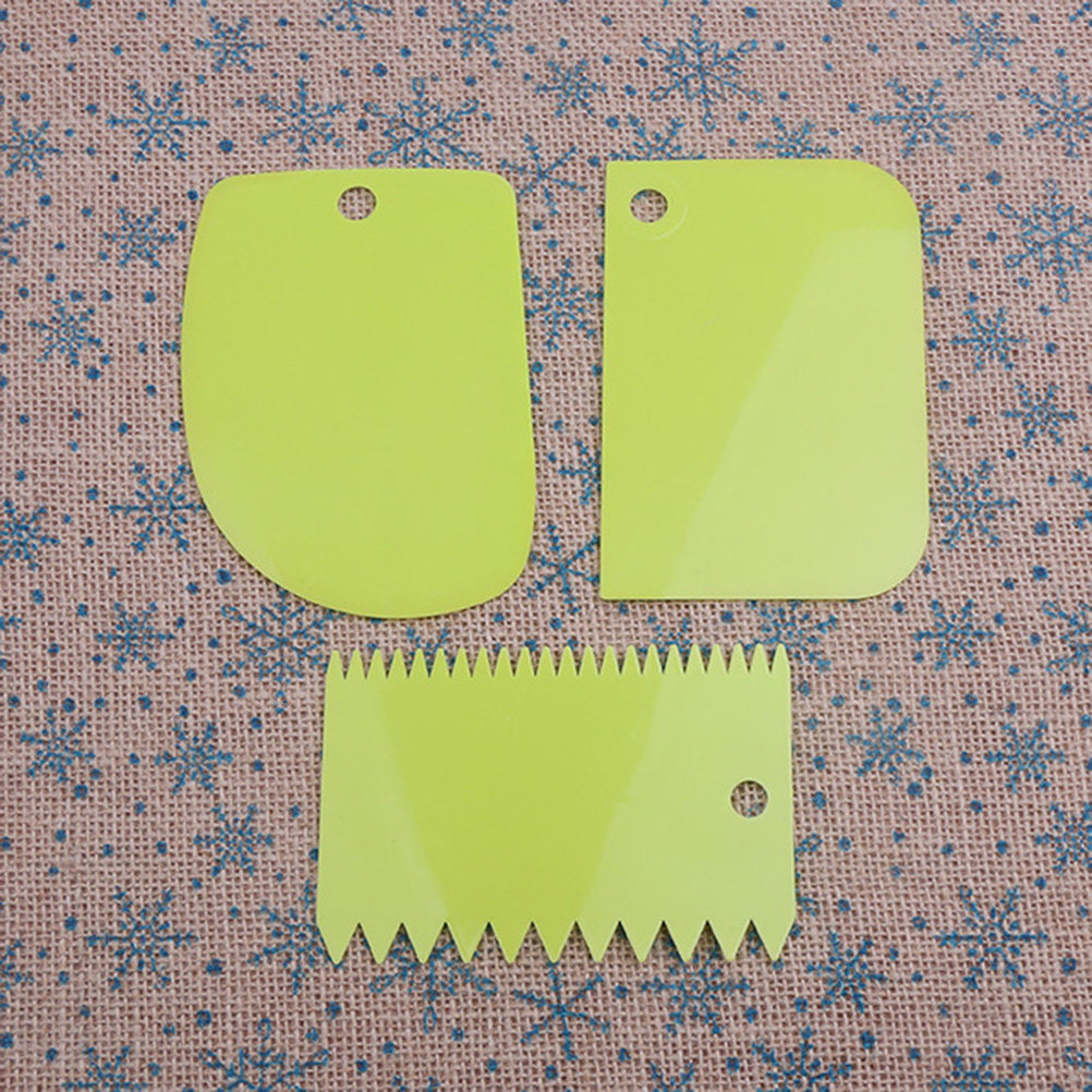 Dough Scraper Curved - 3個入り生地スクレーパー プレミアムプラスチック製ボウルスクレーパー 両面コーム型 フラット・カーブ型 キッチンツール ベーキングスクレーパー