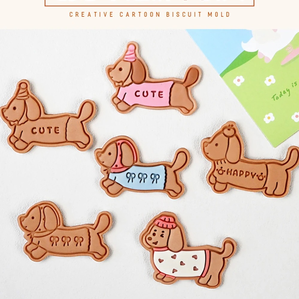Kitchen Appliances For Baking - クッキー型スタンプ漫画ソーセージ犬クッキーカッタービスケット型キッチンベーキングペストリー耐熱皿DIYツール