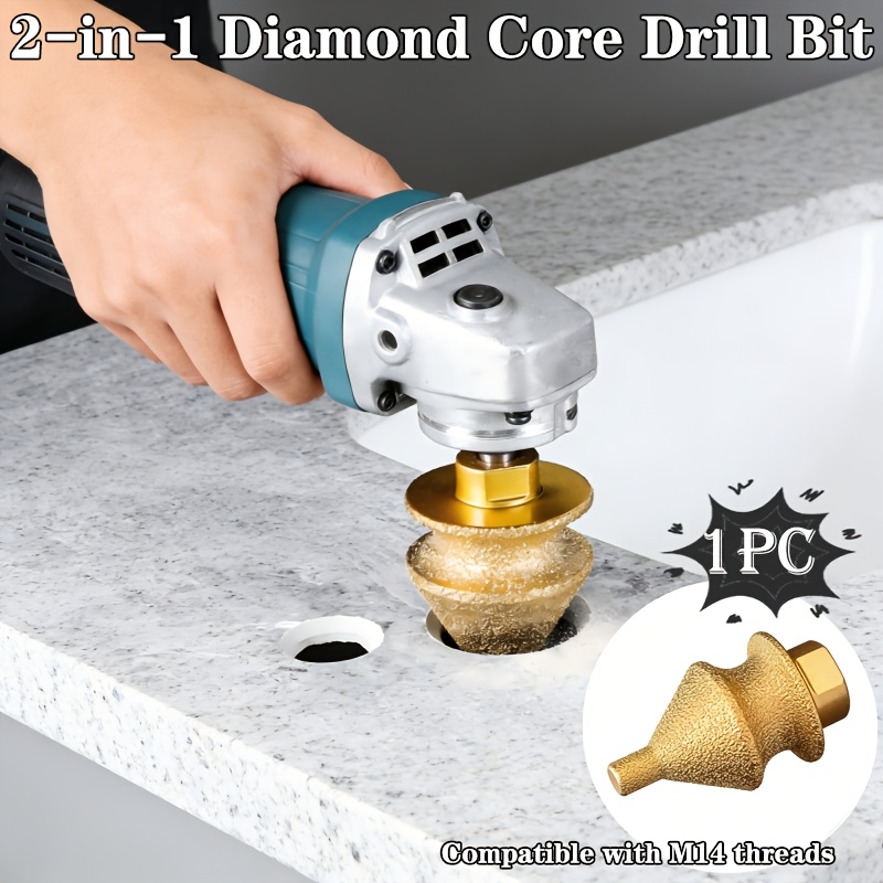 Rolling Pin Marble - M14工業用ネジ式ダイヤモンドホールカッター 2-in-1面取りトリミングツール 再利用可能なドリルビット カウンタートップタイル大理石ガラス用
