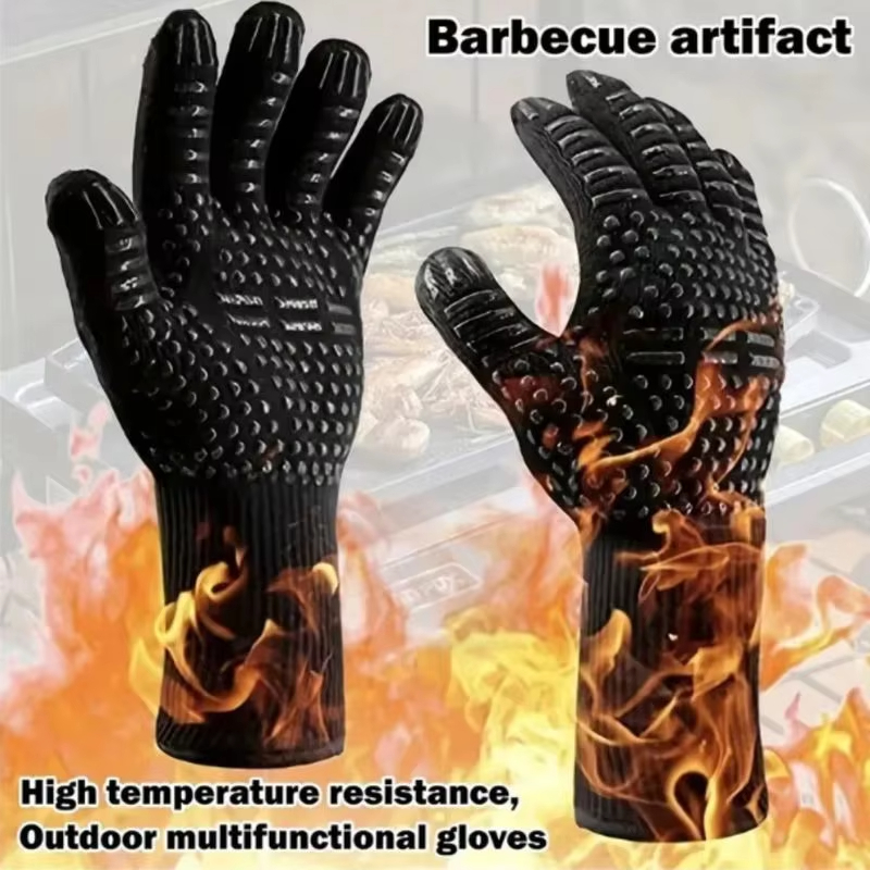 Kitchen Baking Gloves - ワンピース BBQ グローブ高温耐性オーブンミット 500 800 度耐火バーベキュー断熱電子レンジ手袋