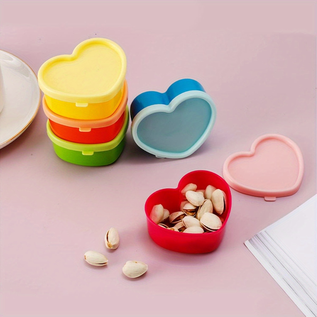 Kitchen Baking Tins - 5 個ミニランチボックス調味料収納ボックス蓋付き再利用可能なサラダドレッシングジャム容器ポータブルナッツスナックキッチン収納