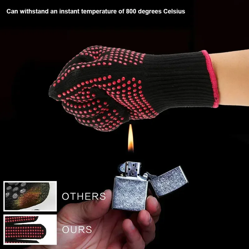 Kitchen Baking Gloves - 1 ペアの滑り止めシリコン BBQ 手袋、キッチン、グリル、キャンプ、調理器具用、耐熱オーブン手袋、耐切創性
