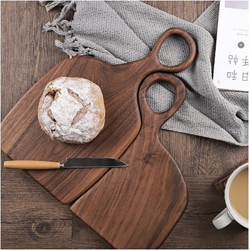 Kitchen Baking Trays - ブラックウォールナット固体まな板木製トレイピザボードまな板キッチンベーキング用品パンフルーツ粘着ボード