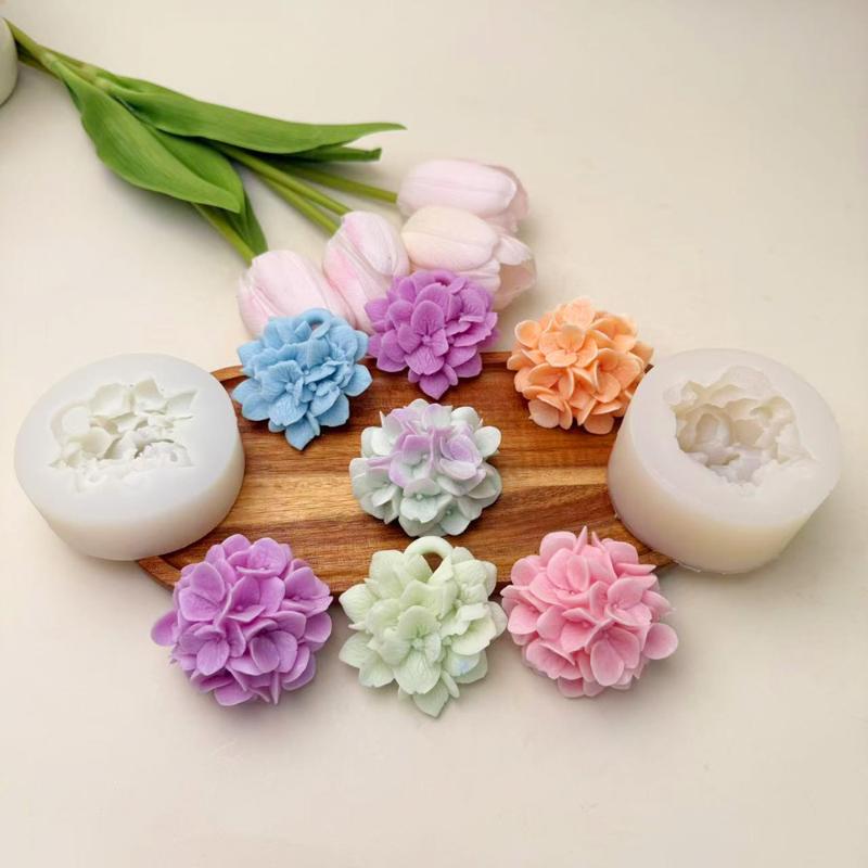 Kitchen Appliances For Baking - ● アジサイの花シリコンモールド DIY アロマセラピーキャンドル石膏樹脂粘土モールドキッチンベーキングケーキデコレーションフラワーモールド