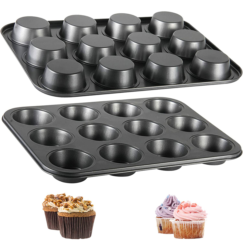 Muffin Tin Nonstick - LMETJMA マフィントレイカップケーキベーキングパン 12 カップテフロン加工カップケーキパン炭素鋼マフィン缶リリースカップケーキベーキングパン JT161