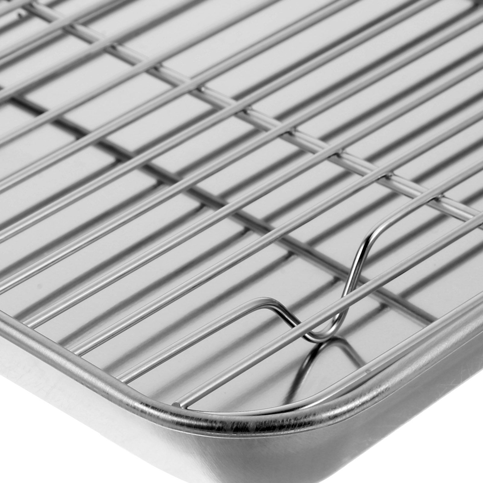 Cooling Rack Wire - 2個セット ステンレス製ベーキングトレイ 取り外し可能なワイヤーラック付き 食洗機対応 クッキー焼き冷却用ベーキングパンシート