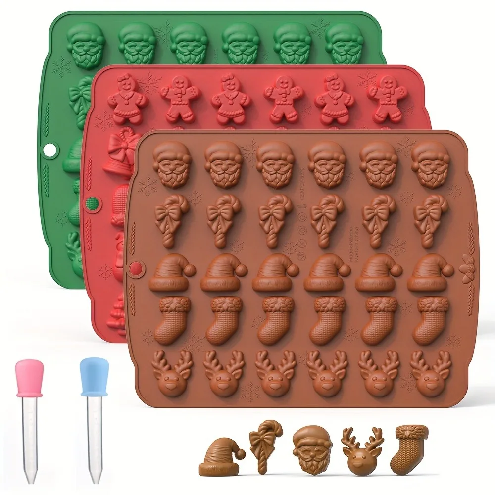 Kitchen Baking Gloves - クリスマスシリコーンチョコレート型ジンジャーブレッドマンクリスマスツリー雪だるま手袋グミキャンドル型キッチンパーティー DIY ベーキングツール