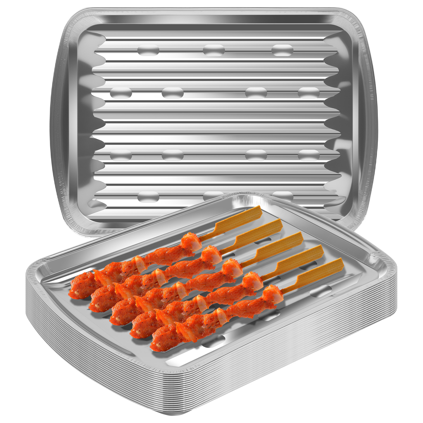 Kitchen Baking Trays - アルミホイルトレイ ノンスティックベーキングパン 食品グレード BBQボウル アウトドアキャンプ BBQピクニック