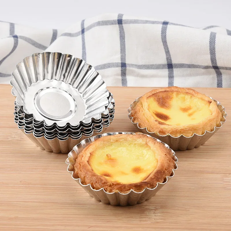 Kitchen Baking Tins - 再利用可能な厚手の金型、卵アート金型、ステンレス鋼カップケーキモールド、クッキー、キッチンベーキングツール、7cm