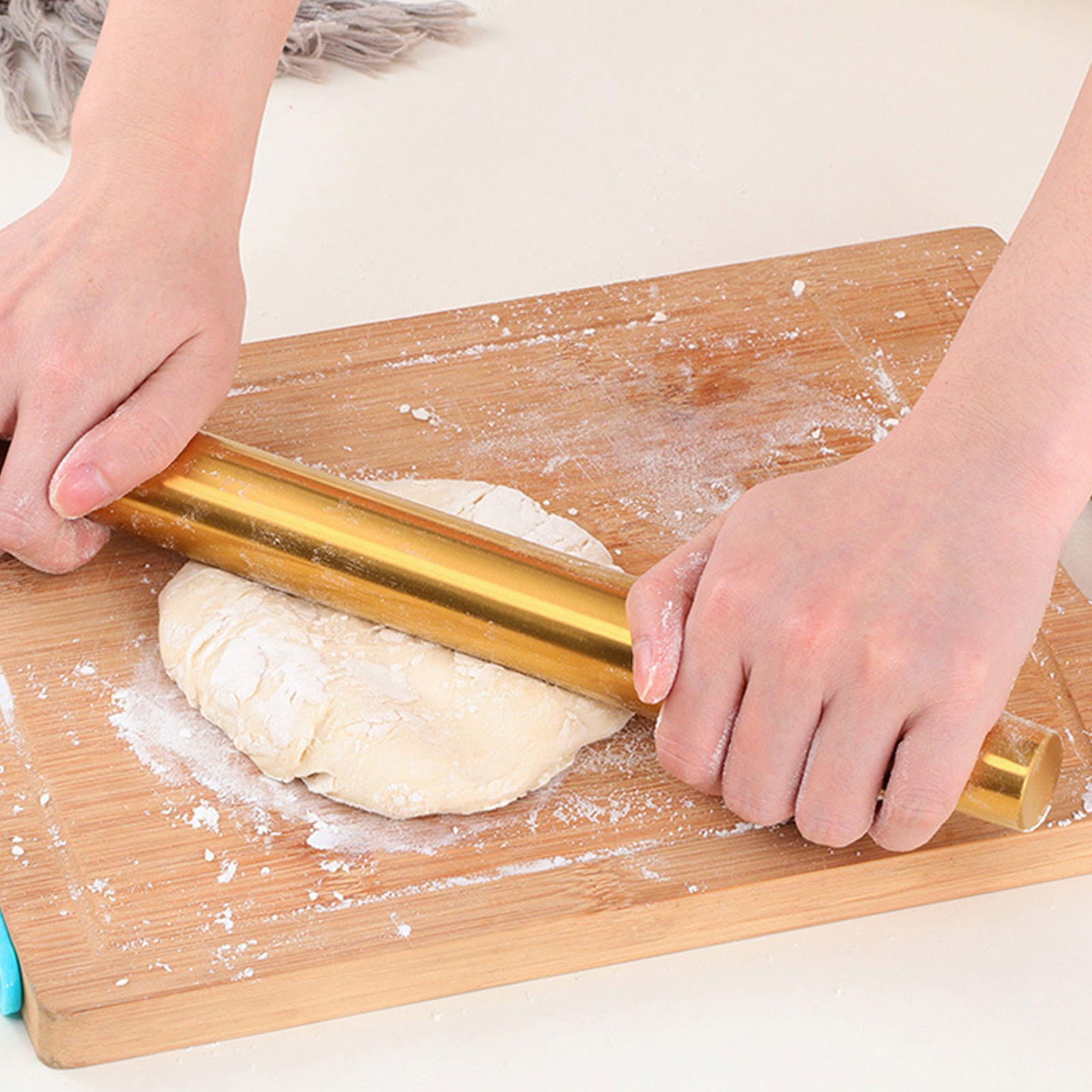 Kitchen Roll Baking - 金の色の麺棒、製菓道具、クッキー、麺類を巻くためのステンレス製の麺棒、金属製の餃子皮の麺棒、ベーカリー、キッチン用品