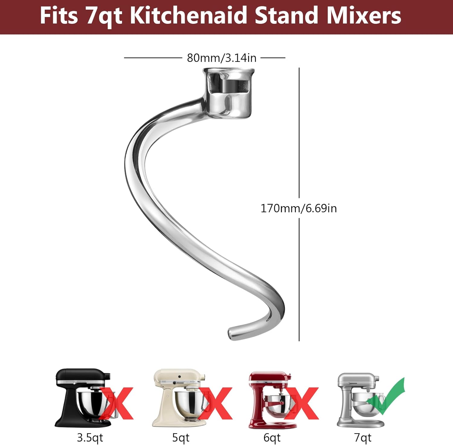 Kitchen Aid Baking Bread - キッチン用ステンレスジャパワードフックアタッチメント,7クォーターボウルリフト,スタンド,ミキサー,パンフック,交換部品,食器洗い機対応