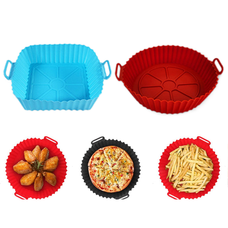 Kitchen Baking Trays - シリコンフライヤーモールド エアフライヤーシリコンライナーポット 再利用可能なベーキングトレイ ノンスティックピザパン オーブンキッチン家庭用アクセサリー TMZ