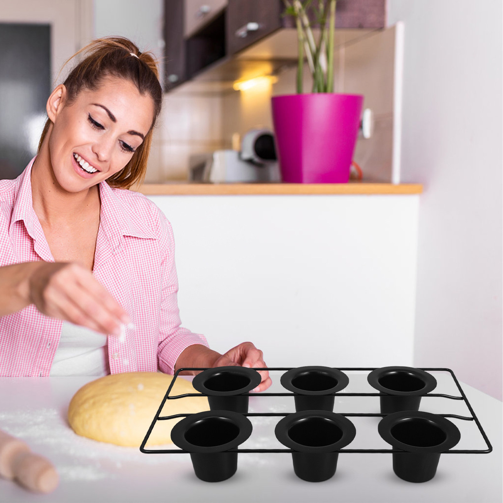 6カッププレミアムブラックカーボンスチールノンスティックマフ - Muffin Tin Nonstick のレビューと価格