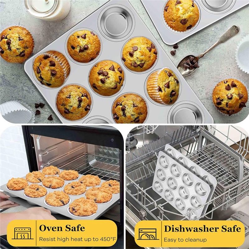 ABGH-マフィンパン、ステンレス製カップケーキ型（12カッ - Muffin Tin Nonstick のレビューと価格