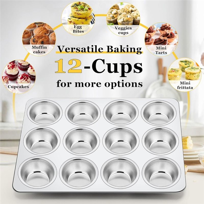 ABGH-マフィンパン、ステンレス製カップケーキ型（12カッ - Muffin Tin Nonstick のレビューと価格