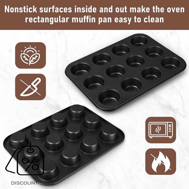 ABJO-3 パックテフロン加工マフィンパン炭素鋼カップケー - Muffin Tin Nonstick のレビューと価格