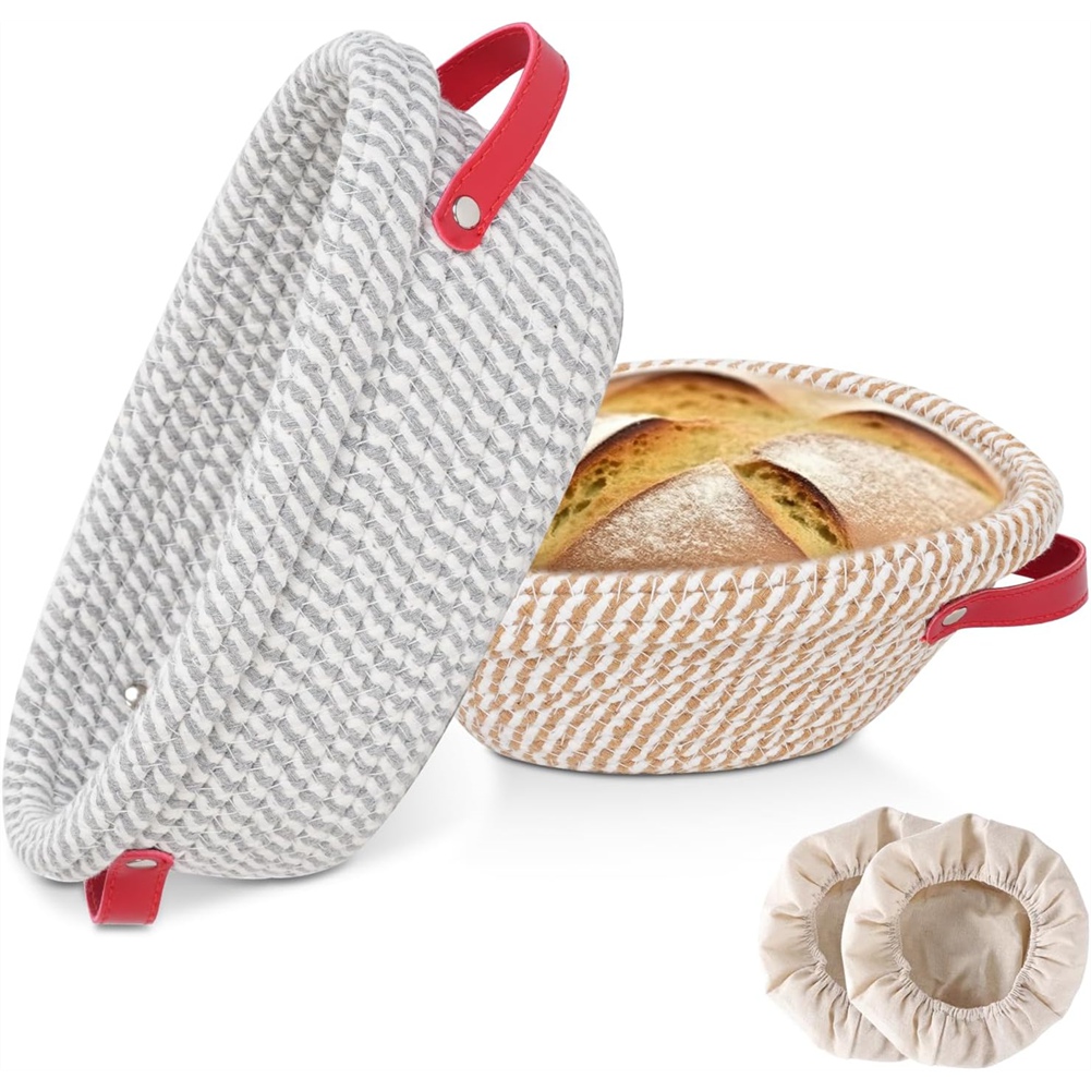2パック バヌトン サワー種パン発酵かご、サワー種パン焼き用 - Proofing Basket Banneton のレビューと価格