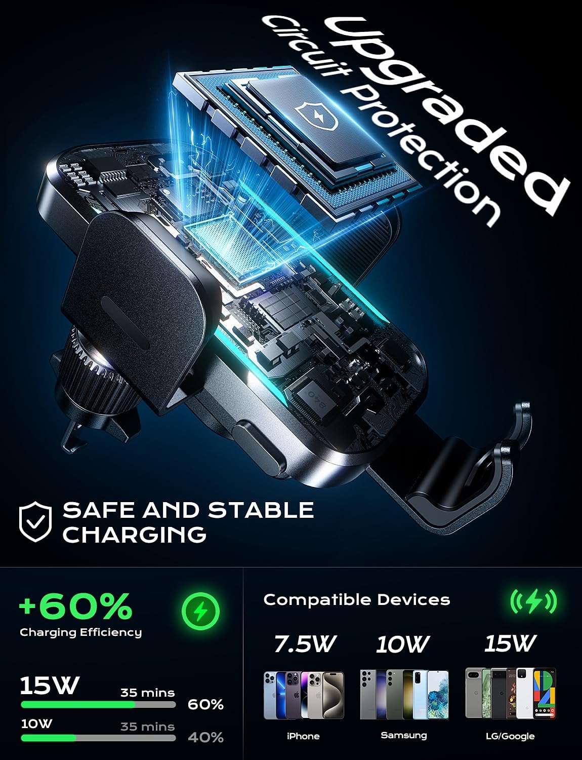Uyuxio-ワイヤレスカーチャージャー,超高速充電,自動ク - Cooling Rack Wire のレビューと価格