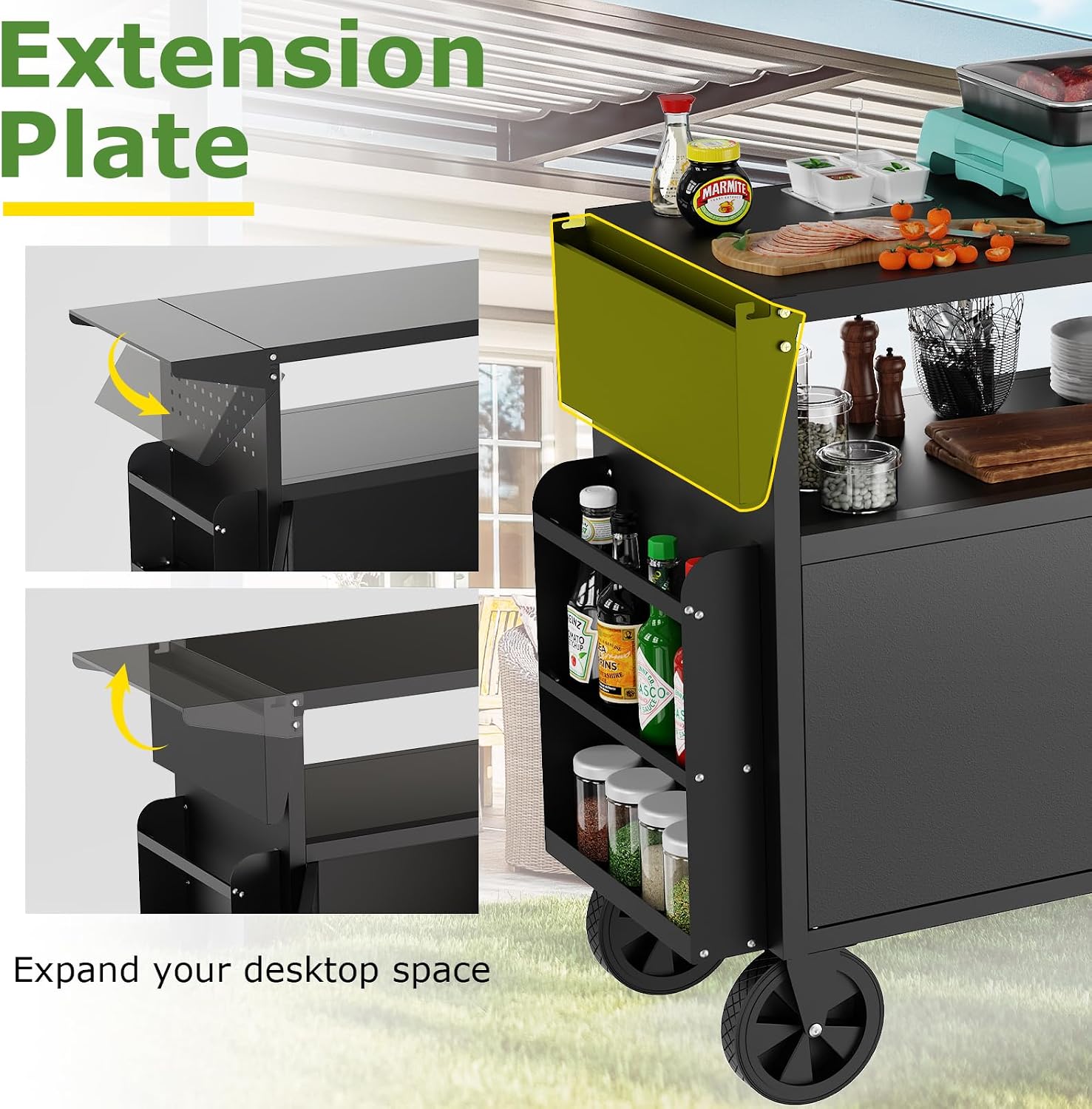 屋外グリルカートテーブル、収納付きキッチンアイランド、ホイー - Kitchen Q のレビューと価格