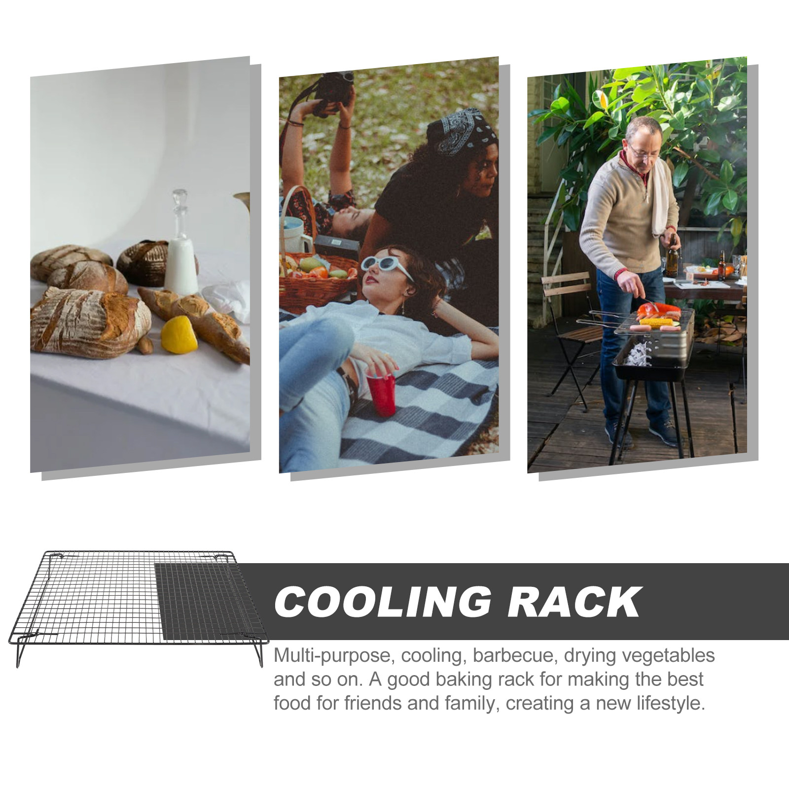 炭素鋼製厚型BBQケーキ冷却ラック、丸みを帯びたエッジで安全 - Cooling Rack Wire のレビューと価格