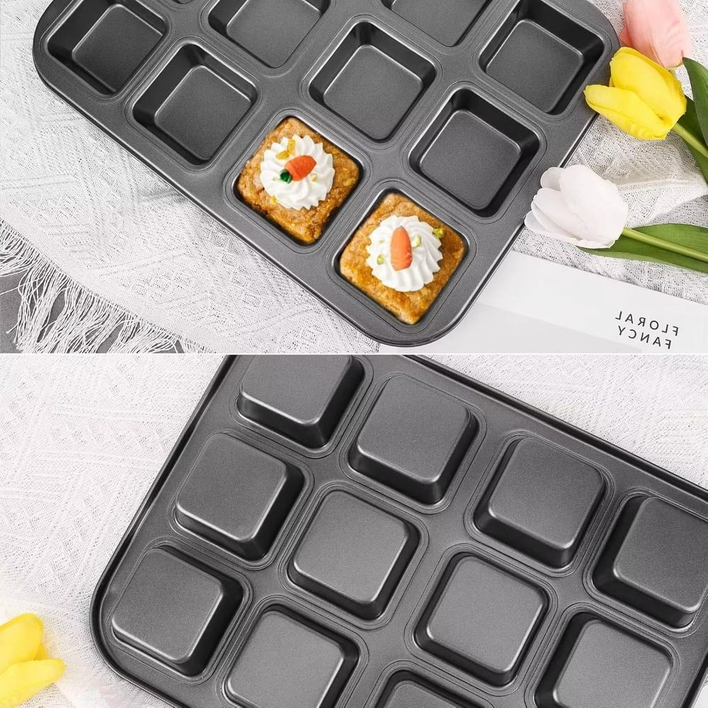 12個取り正方形マフィン型、耐腐食性仕切り付きマフィンカップ - Muffin Tin Nonstick のレビューと価格