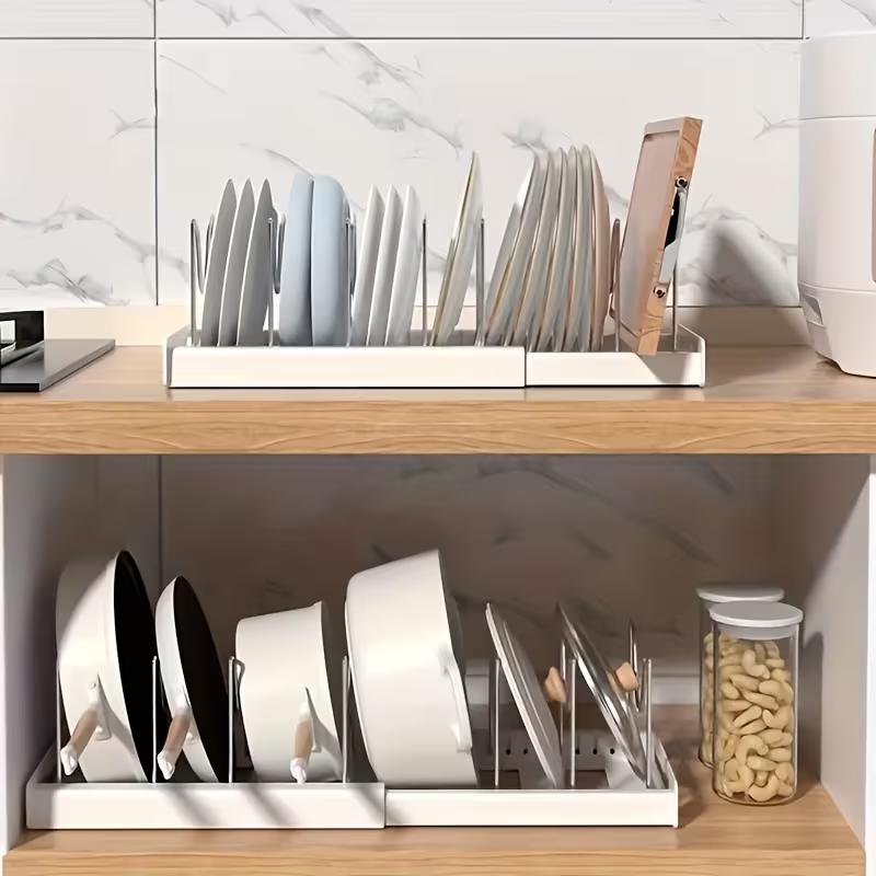 ABS拡張可能な鍋とフライパンオーガナイザーラック、調節可能 - Kitchen Baking Drawer のレビューと価格