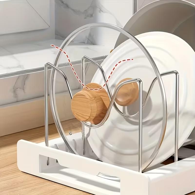 ABS拡張可能な鍋とフライパンオーガナイザーラック、調節可能 - Kitchen Baking Drawer のレビューと価格