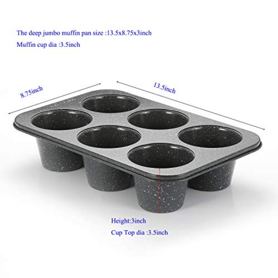 2個入りディープジャンボマフィンパン 6カップ カーボンスチ - Muffin Tin Nonstick のレビューと価格