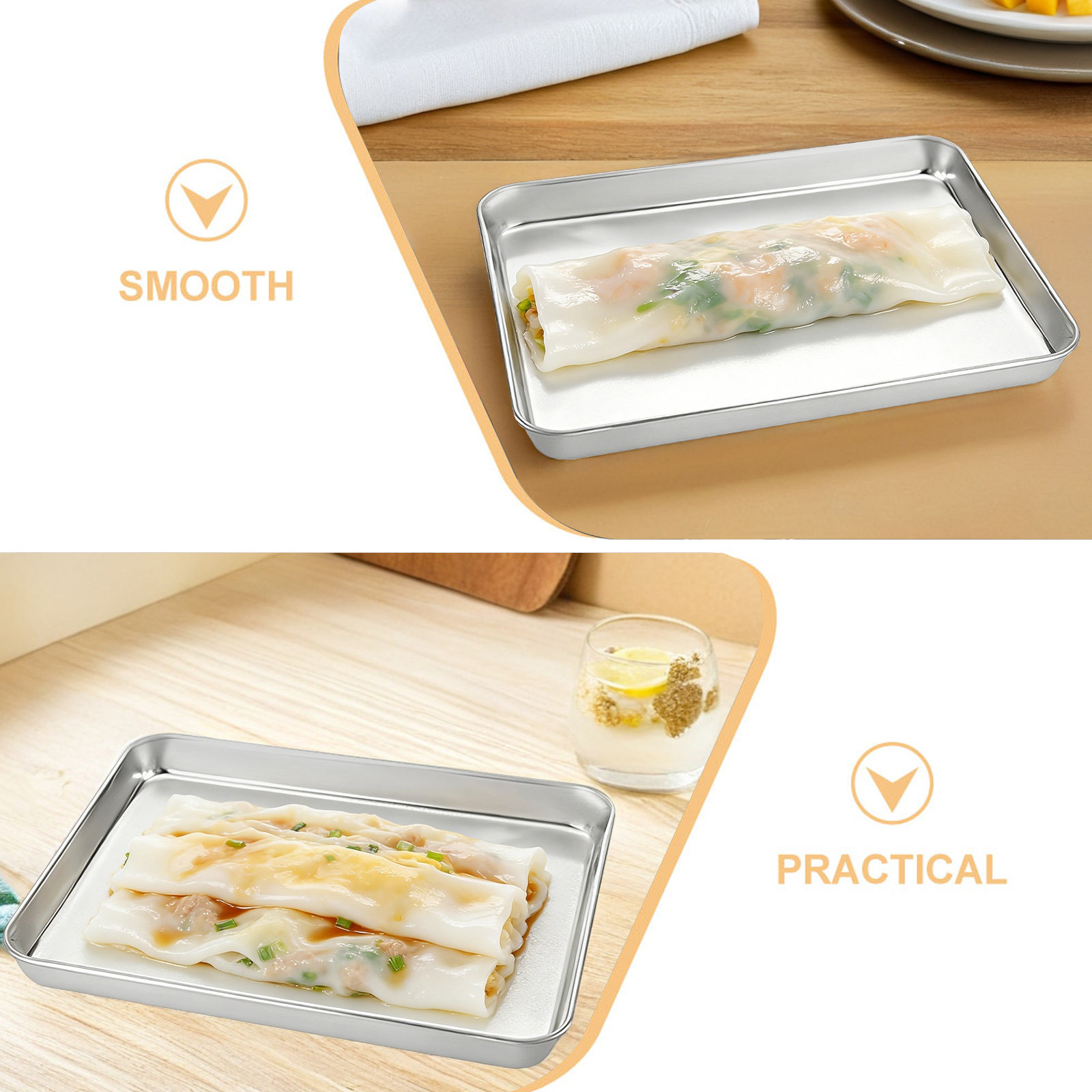 1 セットステンレス鋼米麺ロール蒸し器長方形トレイ大容量ベー - Kitchen Roll Baking のレビューと価格