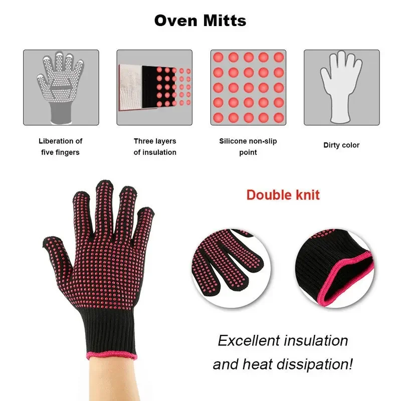 1 ペアの滑り止めシリコン BBQ 手袋、キッチン、グリル、 - Kitchen Baking Gloves のレビューと価格
