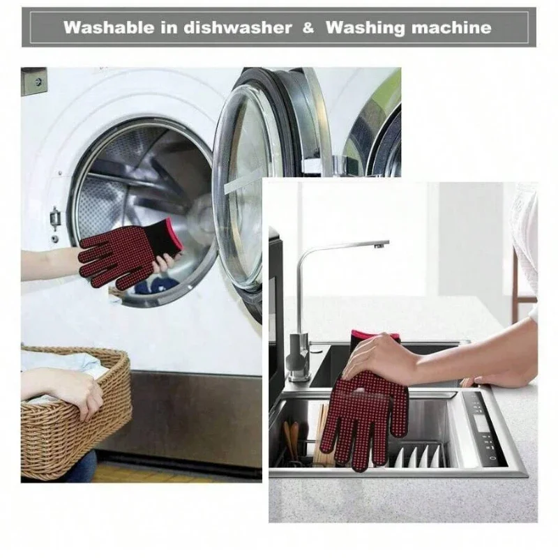 1 ペアの滑り止めシリコン BBQ 手袋、キッチン、グリル、 - Kitchen Baking Gloves のレビューと価格