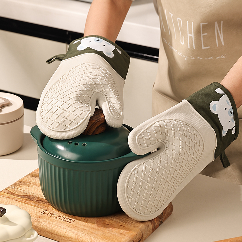 シリコン断熱手袋 厚手、滑り止め、高温オーブン用手袋 ベーキ - Kitchen Baking Gloves のレビューと価格
