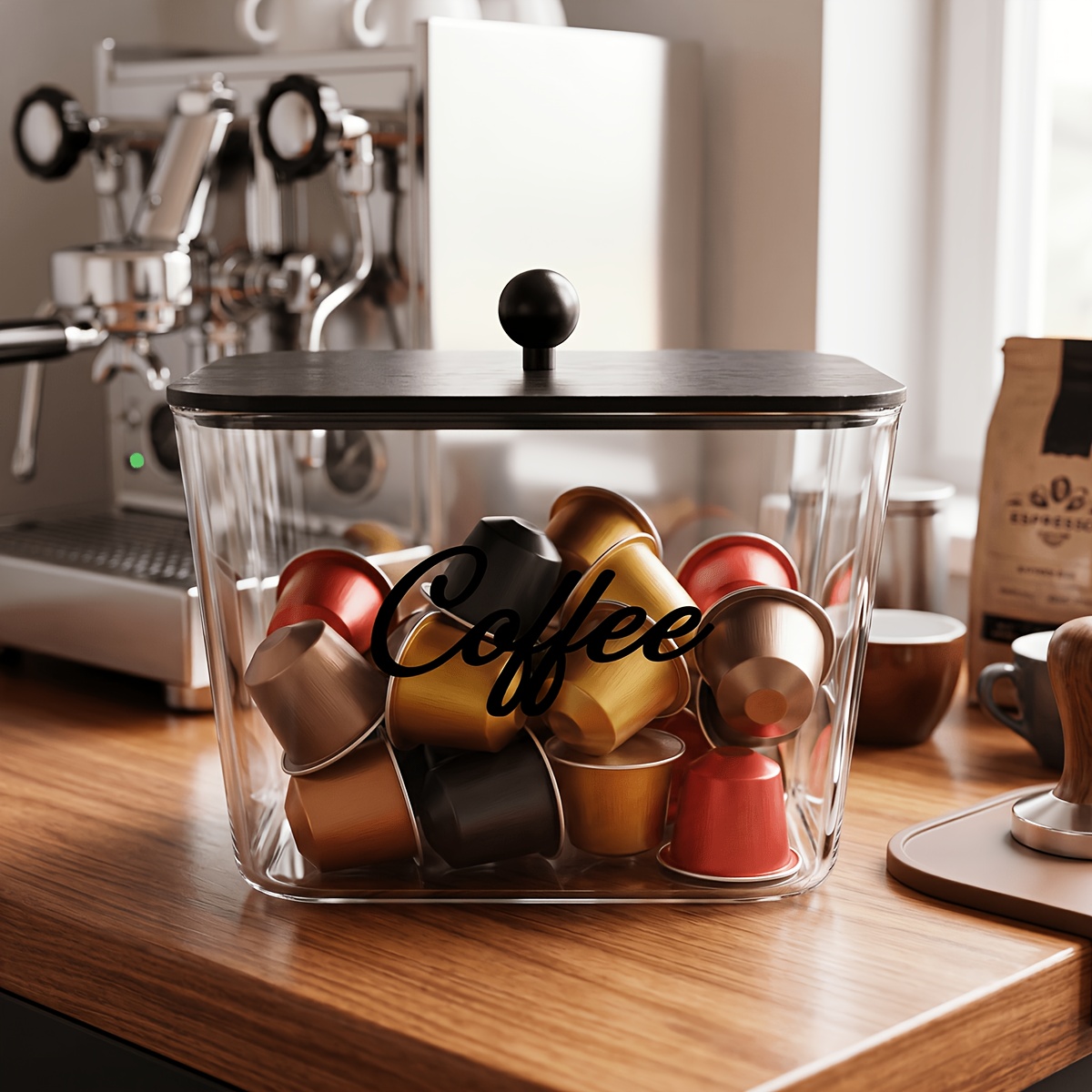 蓋付きコーヒーポッドホルダー プラスチック製収納ボックス K - Kitchen Baking Tins のレビューと価格
