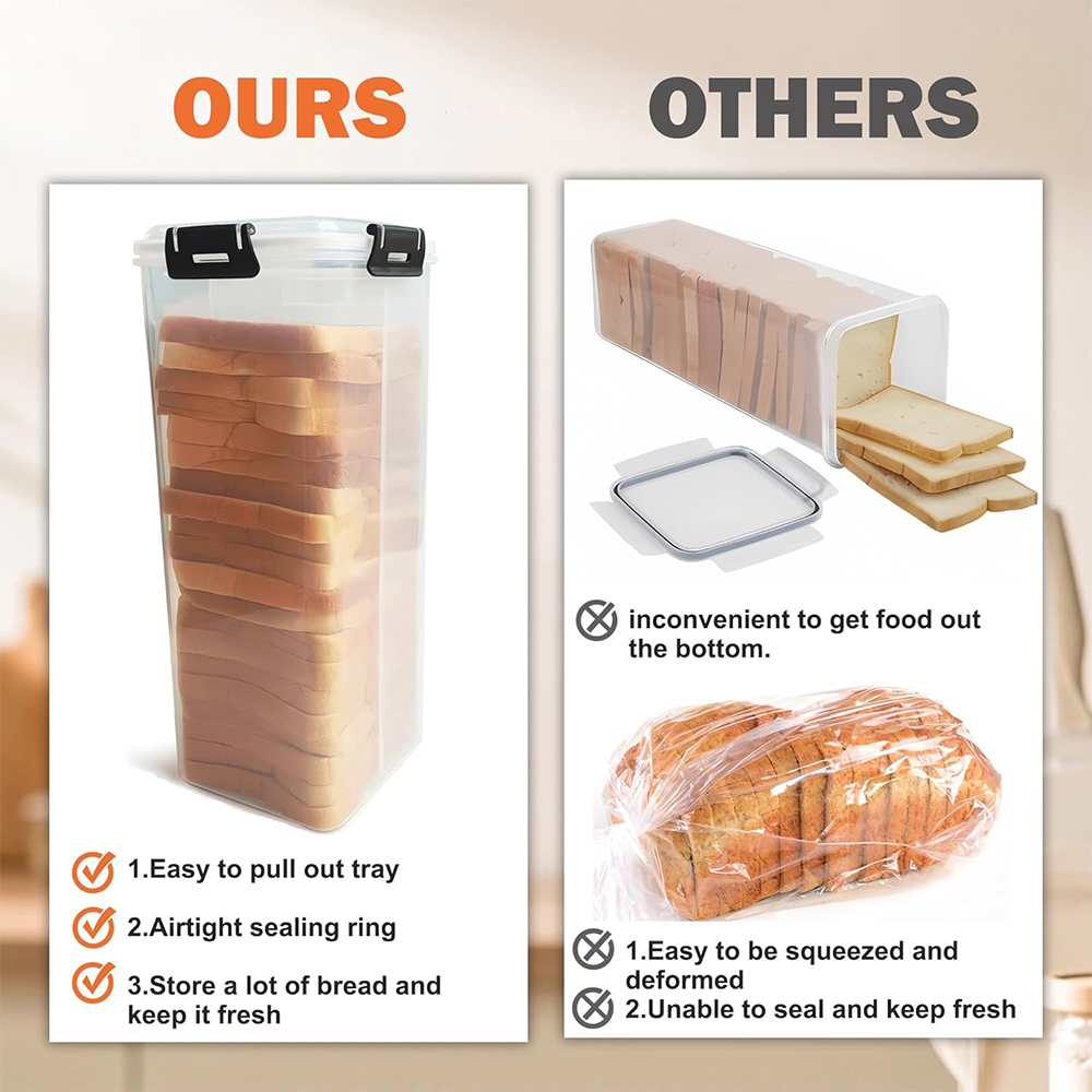 密閉蓋付きパン保存容器、引き出しトレイ付き透明プラスチック製 - Kitchen Baking Trays のレビューと価格