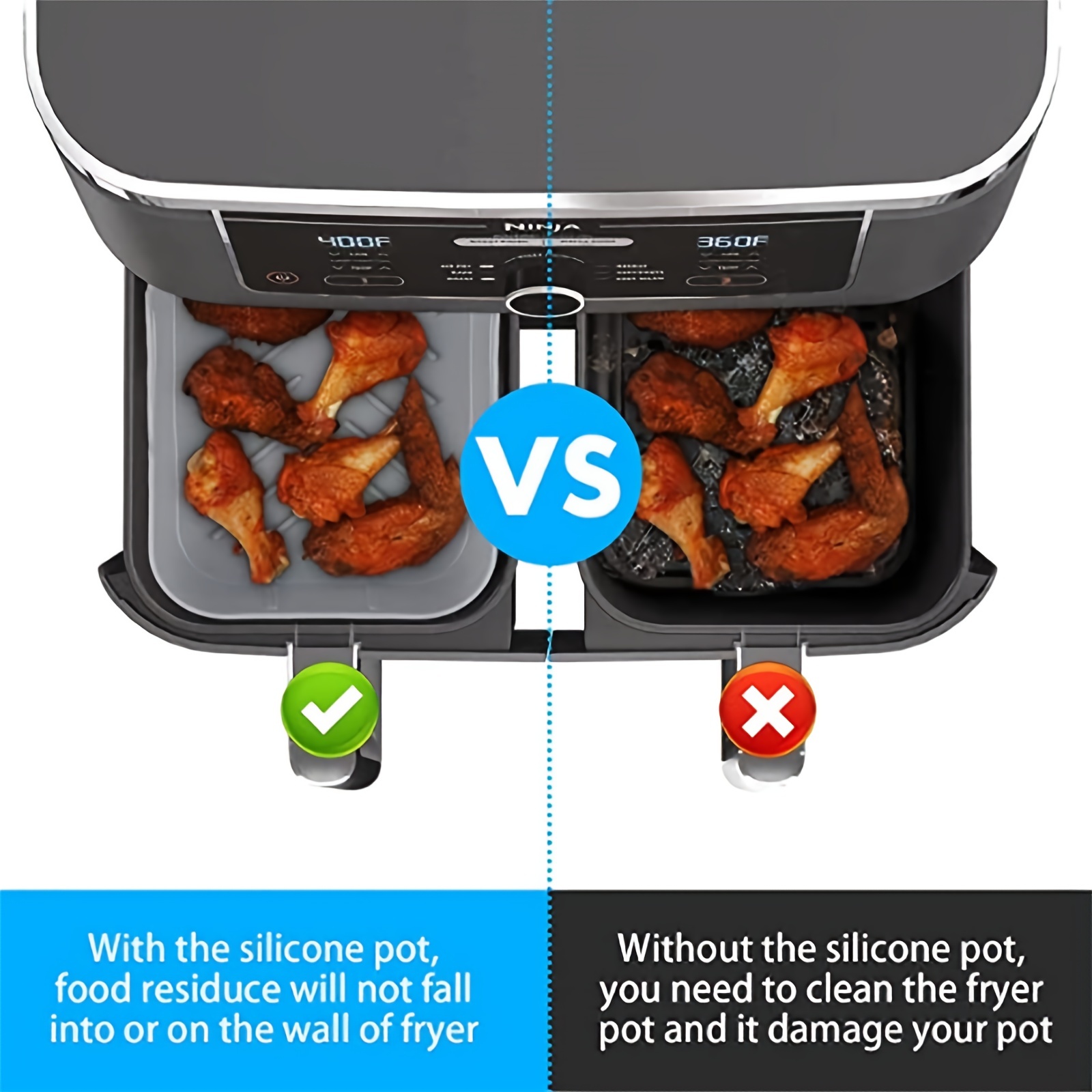 1/2 個エアフライヤーシリコントレイ再利用可能な忍者デュア - Kitchen Baking Trays のレビューと価格