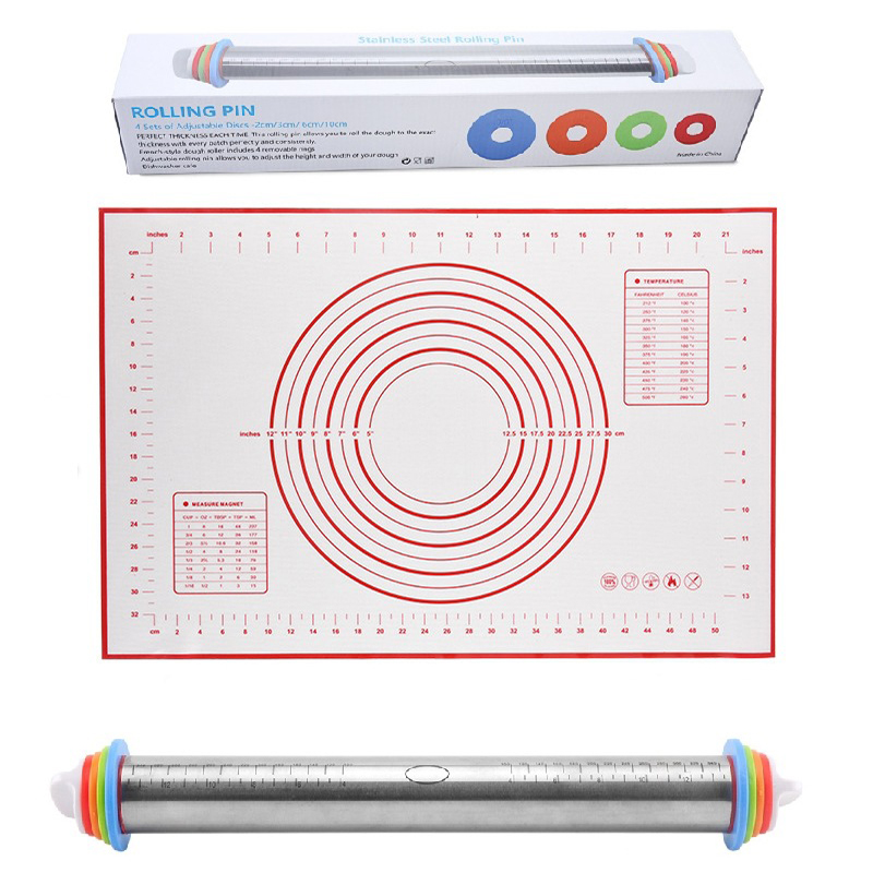ステンレス鋼麺棒シリコーンベーキングペストリーマットキッチン - Kitchen Roll Baking のレビューと価格