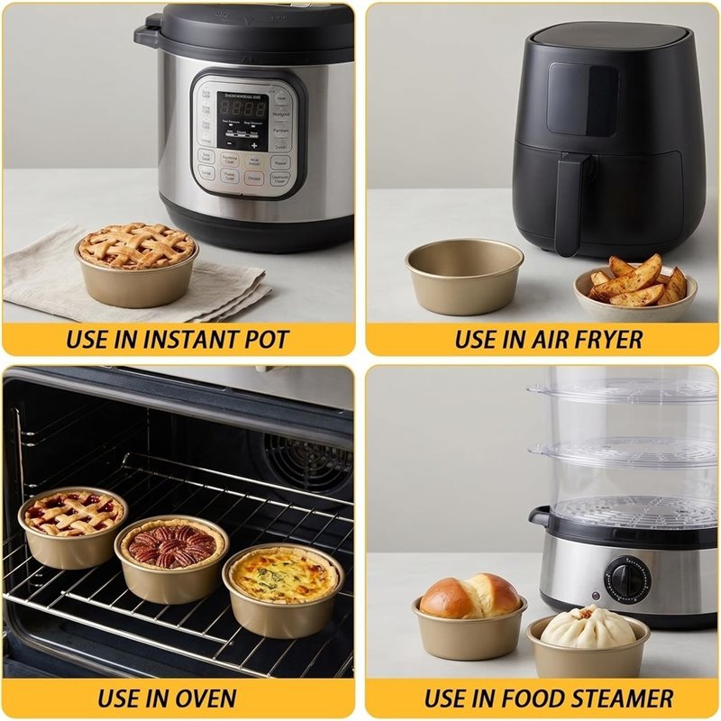ABLN-ミニパイパン 8個パック、4インチ再利用可能なノン - Muffin Tin Nonstick のレビューと価格