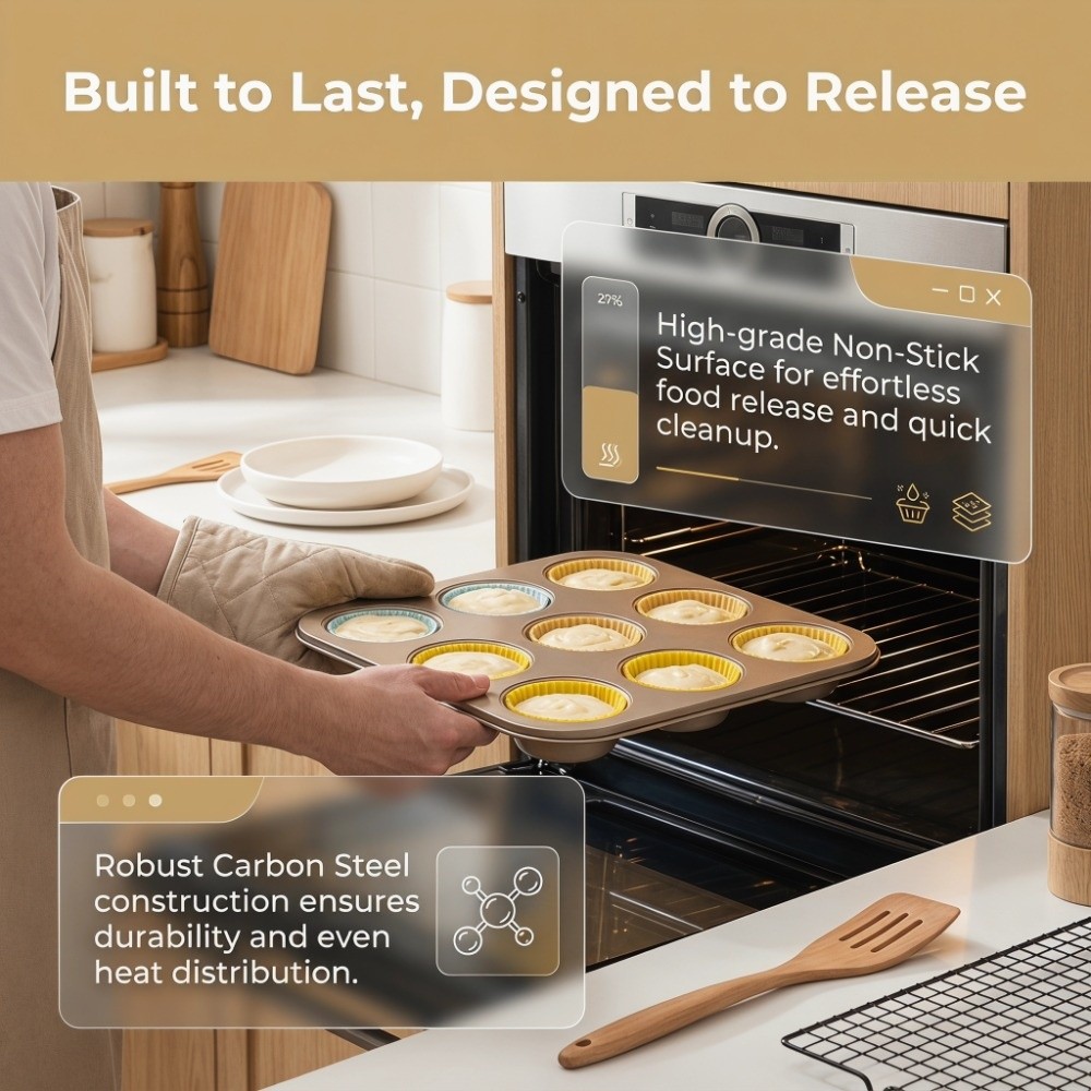 炭素鋼ミニマフィンパンノンスティックコーティング高耐久カップ - Muffin Tin Nonstick のレビューと価格