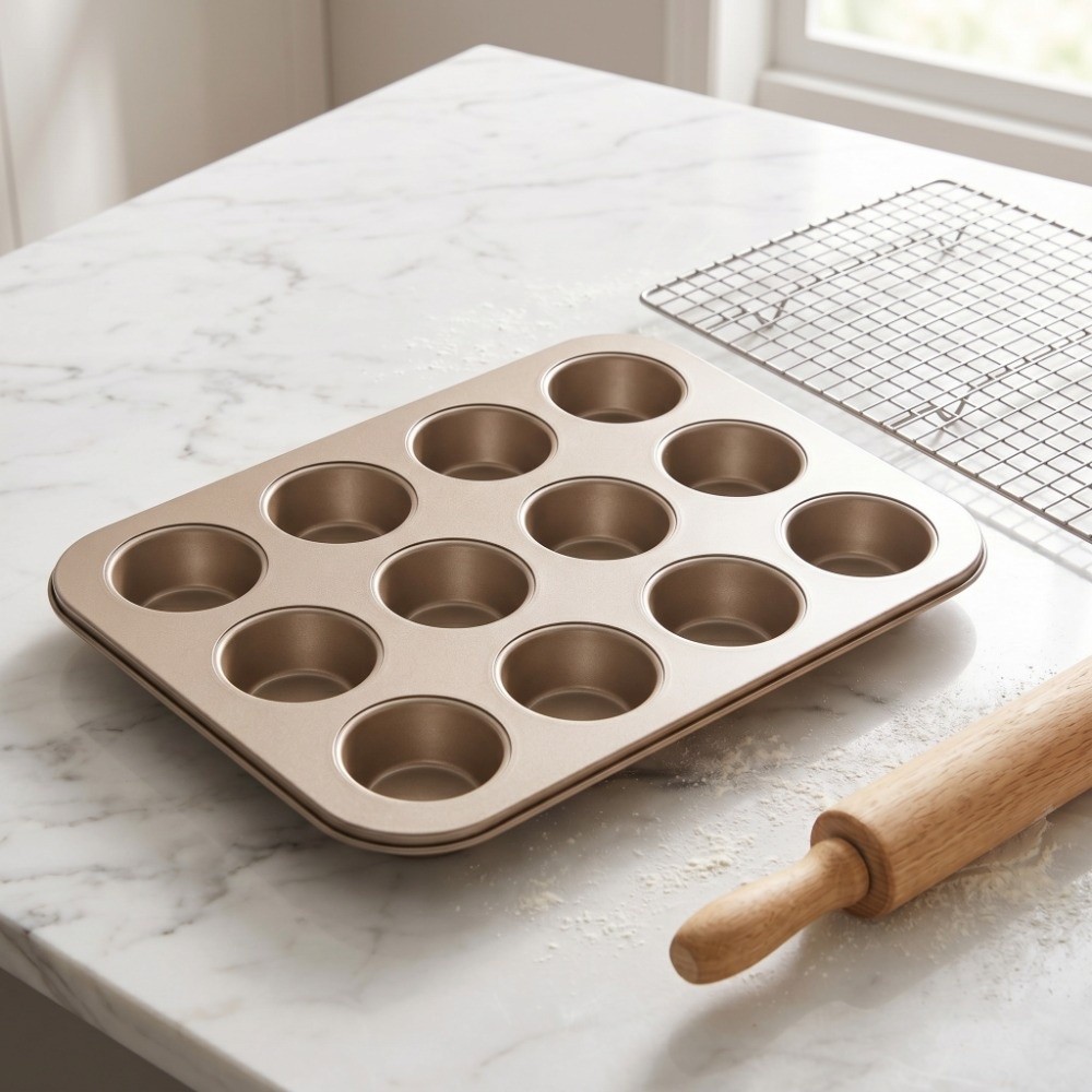 炭素鋼ミニマフィンパンノンスティックコーティング高耐久カップ - Muffin Tin Nonstick のレビューと価格