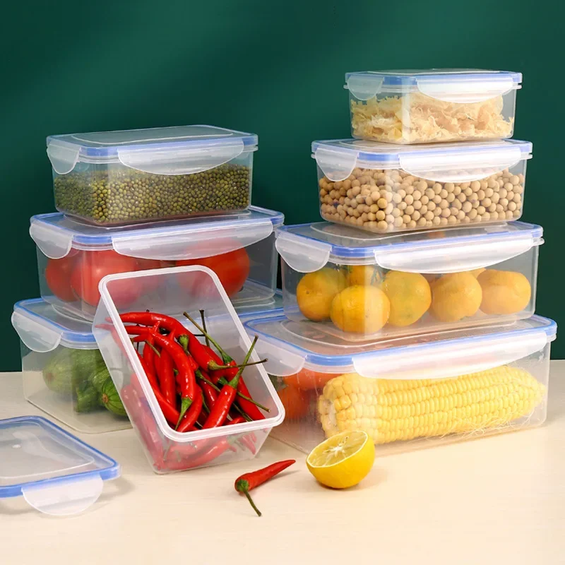 キッチン冷蔵庫密閉型長方形冷蔵庫収納ボックス蓋付きプラスチッ - Kitchen Baking Tins のレビューと価格