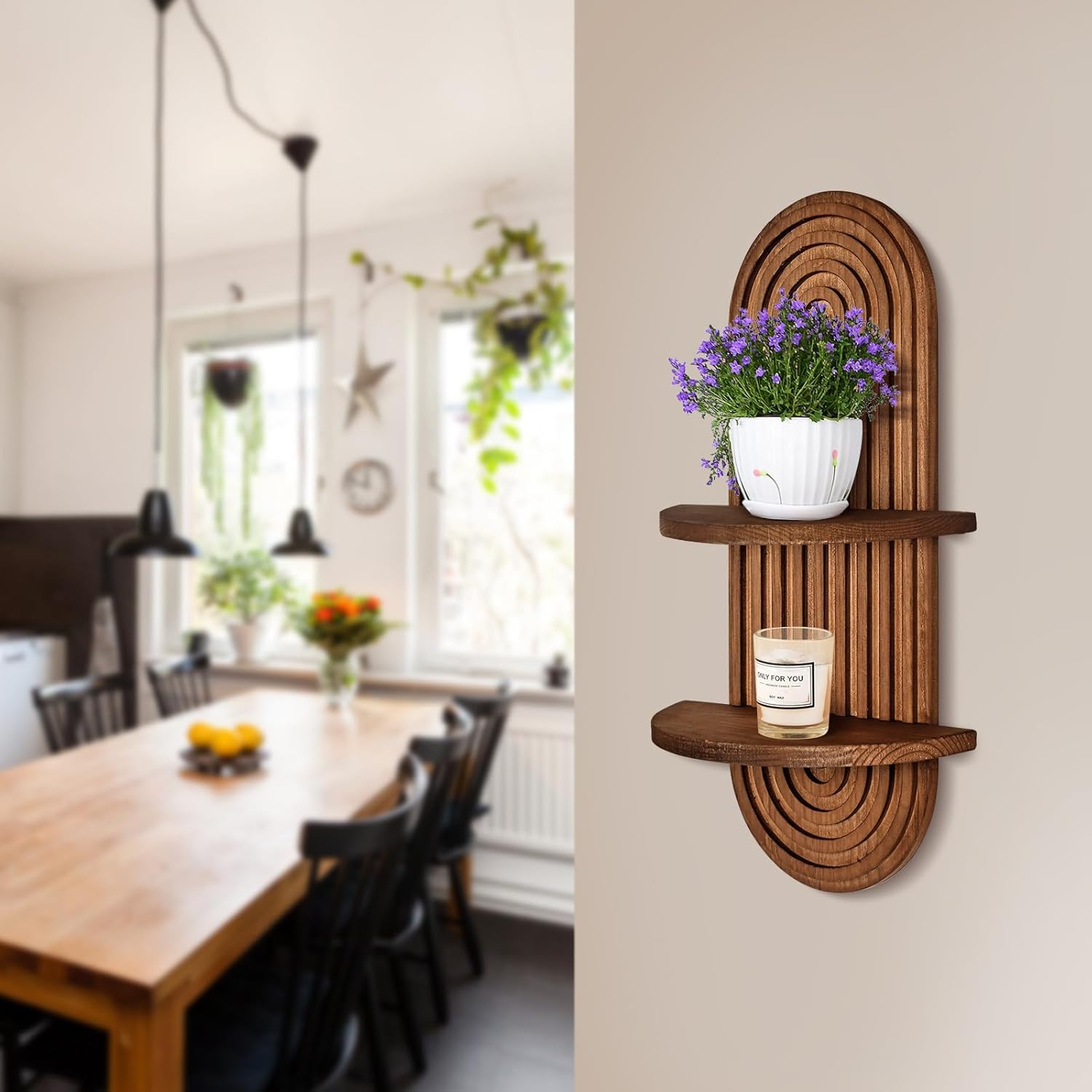木製フローティングシェルフ、多機能壁掛け収納ラック、バスルー - Kitchen Q のレビューと価格