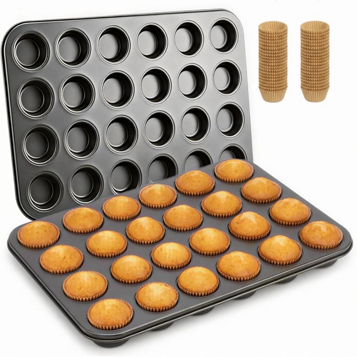 ミニマフィンパン、カップケーキライナー付き、ベーキング用、2 - Muffin Tin Nonstick のレビューと価格
