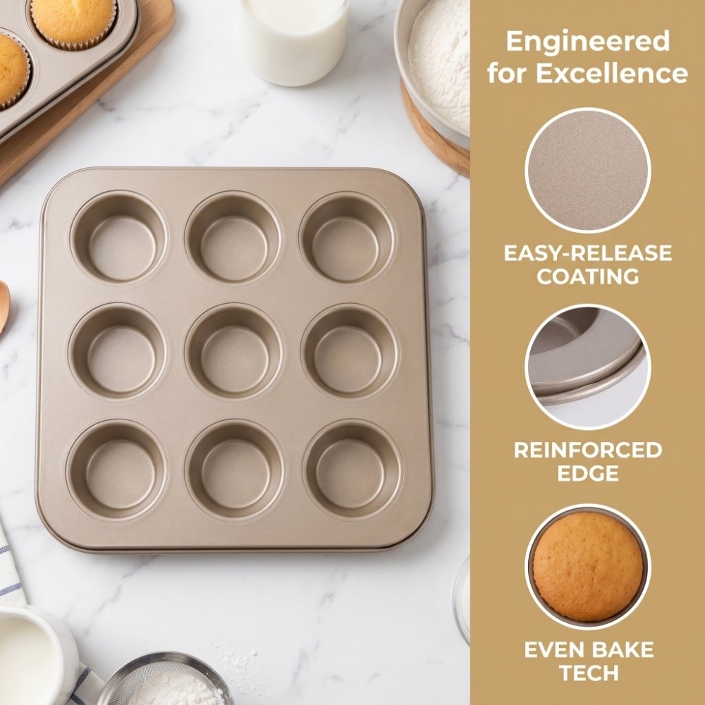 炭素鋼ミニマフィンパン 12カップデザイン ノンスティックコ - Muffin Tin Nonstick のレビューと価格
