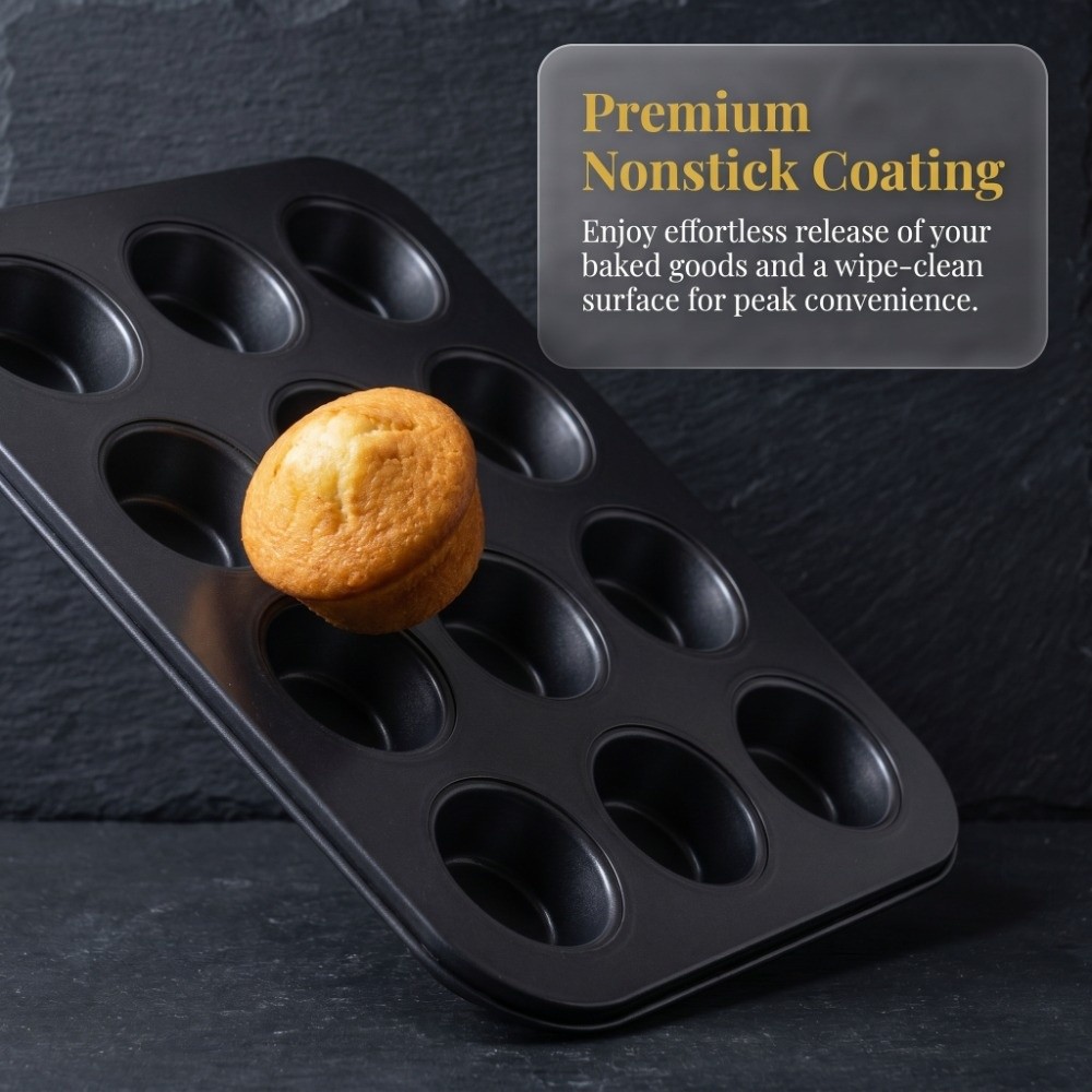 炭素鋼ミニマフィンパン 12カップデザイン ノンスティックコ - Muffin Tin Nonstick のレビューと価格
