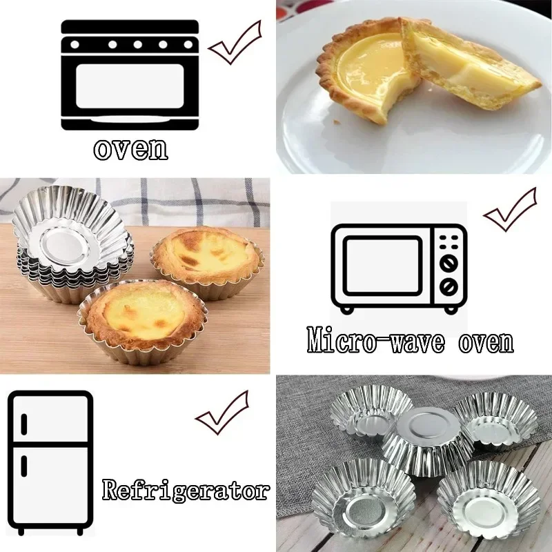 再利用可能な厚手の金型、卵アート金型、ステンレス鋼カップケー - Kitchen Baking Tins のレビューと価格