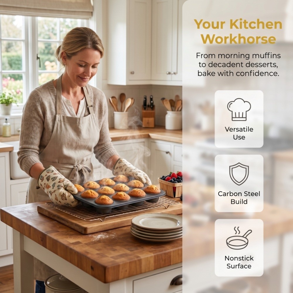 炭素鋼製ミニマフィンパン、ノンスティックコーティング、12カ - Muffin Tin Nonstick のレビューと価格