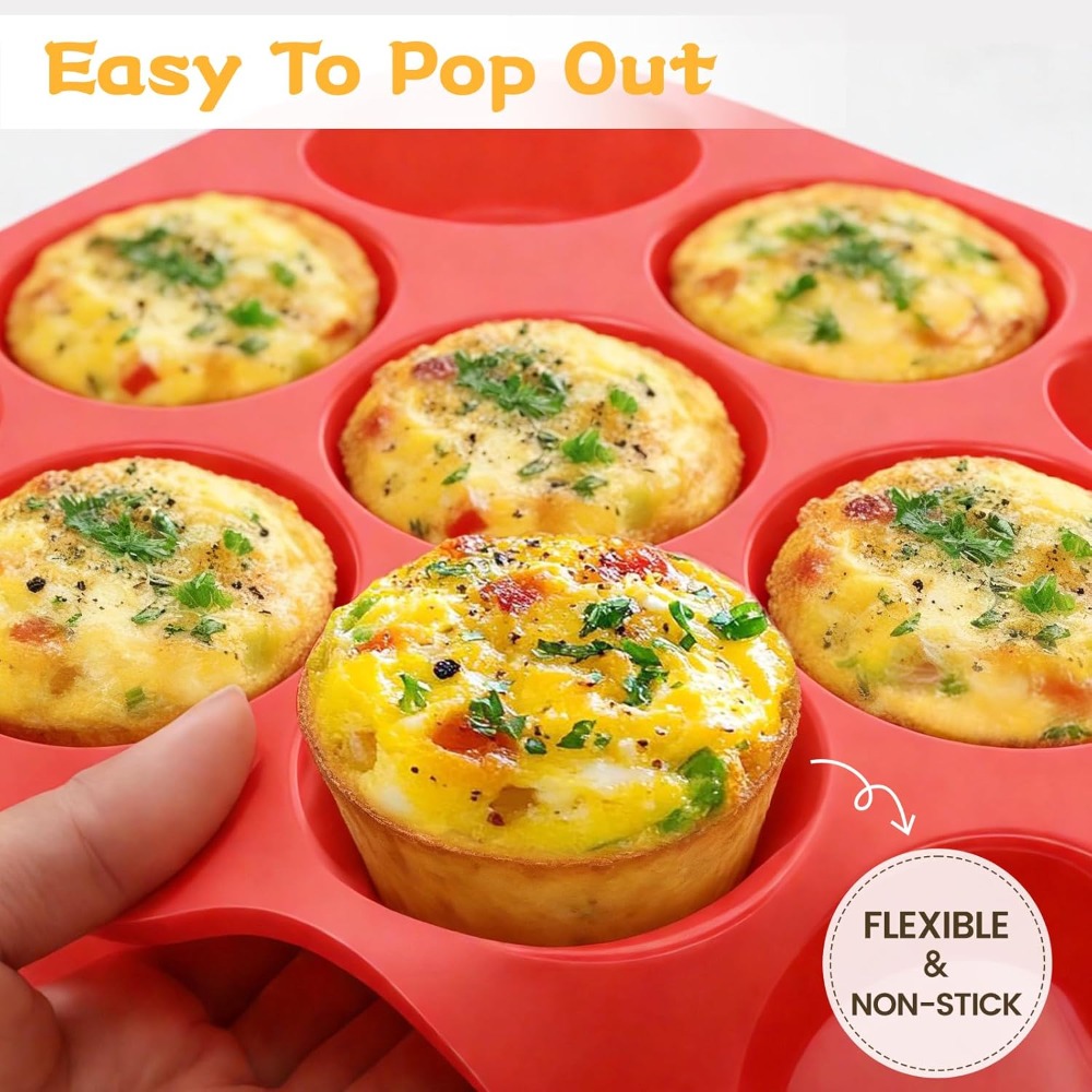 12カップシリコンマフィンパン、ノンスティックカップケーキ型 - Muffin Tin Nonstick のレビューと価格