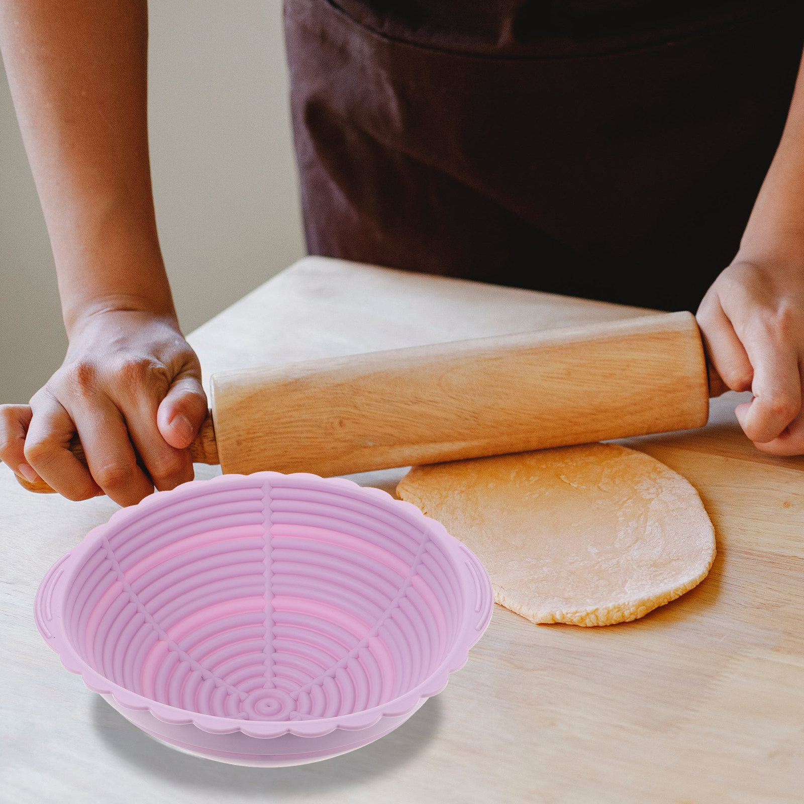 折りたたみ式シリコン製バンネットンバスケット 大容量 ピンク - Proofing Basket Banneton のレビューと価格