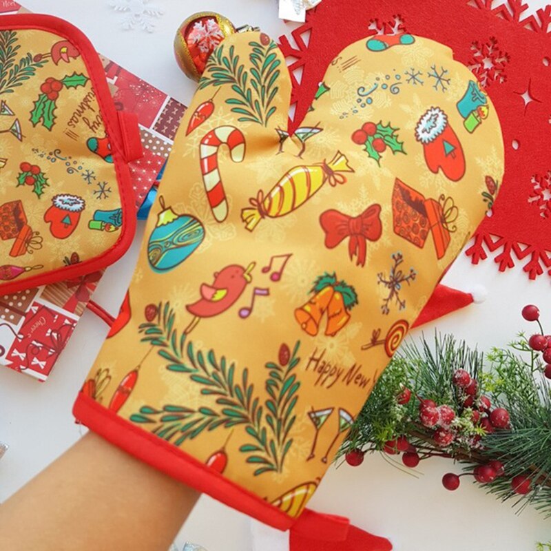 2ピース/セットクリスマスオーブンミットとポットホルダーセッ - Kitchen Baking Gloves のレビューと価格